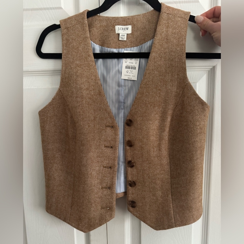J. Crew Women's Tan Herringbone Vest